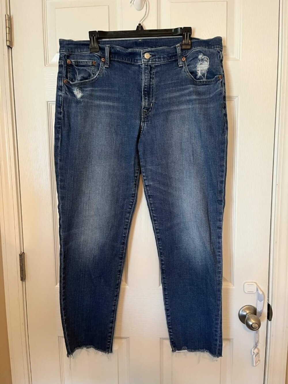 Gap Womens Jeans Blue Size 33 | 16R Girlfriend Mid Rise Denim Stretch Cotton